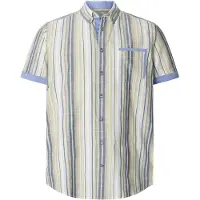 Jan Vanderstorm Kurzarmhemd "Kurzarmhemd ROREK", Herren, Gr. 5XL, weit, grün (oliv gestreift), Obermaterial: 100% Baumwolle CO., Hemden Kurzarmhemd