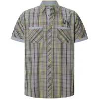 Jan Vanderstorm Kurzarmhemd "Kurzarmhemd ANSAS", Herren, Gr. 5XL, weit, grau (grau kariert), Obermaterial: 100% Baumwolle CO., Hemden Kurzarmhemd