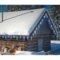 Spetebo XXL Eiszapfen Lichterkette kalt weiß mit Timer und 8 Leuchtfunktionen - 6,9 m / 72 LED - Garten Deko Beleuchtung für Weihnachten Advent Winter