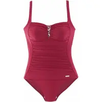 LASCANA Badeanzug , Damen, Gr. 42, Cup C, rot, Polyamid, unifarben, Badeanzüge Badeanzug, mit Pailletten-Verzierung und Shaping-Effekt