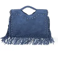 Gave Lux Handtasche Wildleder enkopf Borchienstudded Testa di Moro UNICA 34x25x1 cm