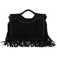 Gave Lux Handtasche Wildleder enkopf Borchienstudded Testa di Moro UNICA 34x25x1 cm