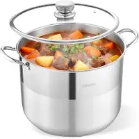 Vevor Edelstahl Kochtopf, 11,4 L Edelstahl Suppentopf mit Glasdeckel, PFOA-frei, PFAS-frei, kompatibel mit Gasherden, Induktionskochfeldern, Elektroherden, für Suppen, Eintöpfe und Pasta