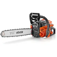 Vevor Benzin Kettensäge 52ccm 457,2mm Motorsäge 2kW 2-Takt Motorkettensäge, für Holzarbeiten, Baumschnitt Rodungsarbeiten, 11.500 U/min, Drehzahl-Synchronisierter Choke, Rutschfester Griff, zwei Tanks
