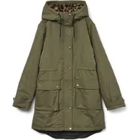 Vero Moda Langmantel "VMSAVANNE COAT GA BOO", Damen, Gr. M, grün (grape leaf), Web, Obermaterial: 100% Polyester, unifarben mit Farbeinsatz, regular fit, Mäntel Langmantel