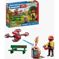 Playmobil Konstruktions-Spielset "Feuerwehr-Löschdrohne (72197), City Action", rot (bunt), Spielbausteine, Kinder, Kunststoff, Konstruktions-Spielset, Made in Europe