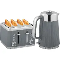 HOMCOM Wasserkocher Toaster Set 1,7L Schnell Wasserkocher 4 Scheiben Toaster