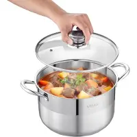 OEM VEVOR Edelstahl Kochtopf, 11,4 L Edelstahl Suppentopf mit Glasdeckel, PFOA-frei, PFAS-frei, kompatibel mit Gasherden, Induktionskochfeldern, Elektroherden, für Suppen, Eintöpfe und Pasta