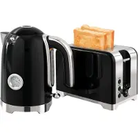 HOMCOM Wasserkocher-Toaster-Set mit Thermometer, Krümelschublade, Schwarz