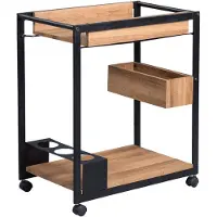 M2 Kollektion Kuba 2 Beistelltisch/Barwagen/Servierwagen, MDF Dekor Eiche braun,
