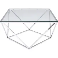 Kare Design Couchtisch Cristallo, Silber, 45x80x80cm