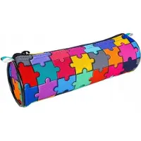 FANDY Stoff Stiftehalter Puzzle Design mit Reißverschluss 21,5 cm lang, 7 cm Durchmesser