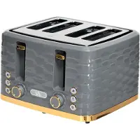 HOMCOM -Toaster, 4 Schlitze, 7 Stufen, 1860W, Graue Wellenoptik