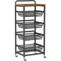 Vasagle Servierwagen mit 5 Ebenen, Rollwagen, 40 x 31,7 x 95 cm