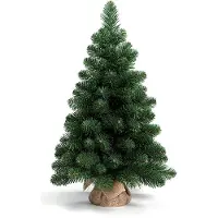 LAALU Künstlicher Weihnachtsbaum NARNIE 45 cm, grün, 2D, 48 Zweige, inkl. Pflanztopf mit Jutesack