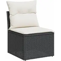 vidaXL 7-tlg. Garten-Sofagarnitur mit Kissen Schwarz Poly Rattan