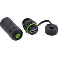 InLine 69927Q, Kabelkupplung, Schwarz, Polyamid, Silikon, Staubsicher, Wasserdicht, USB-A-Kabelkupplung, kurz, IP68, 2x USB-A Buchse, geschirmt, mark