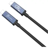 J5CREATE USB 40 Gb/s 240 Watt USB-Kabel Typ C, 0,8 m, USB C, USB C, 40 Gbit/s, Schwarz, Blau