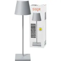 Sigor LED-Akkutischlampe Nuindie, USB-C, grau, IP54, dimmbar