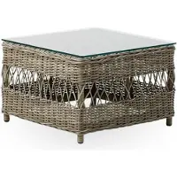 Casa Padrino Luxus Gartentisch Antik Grau 60 x 60 x H. 42 cm - Wetterbeständiger Garten & Terrassen Beistelltisch mit Glasplatte - Moderne Garten & Terrassen Möbel - Luxus Kollektion