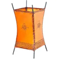 SIMANDRA Orientalische Lampe Hennalampe marokkanische Lederlampe Tischleuchte Stehleuchte Carree Sonne 30 cm : orange Farbe: Orange
