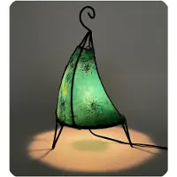 SIMANDRA Orientalische Lampe Hennalampe marokkanische Lederlampe Tischleuchte Stehleuchte Henna Tissir Sonne 35-38 cm : grün Farbe: Grün
