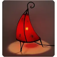 SIMANDRA Orientalische Lampe Hennalampe marokkanische Lederlampe Tischleuchte Stehleuchte Henna Tissir Sonne 35-38 cm : rot Farbe: Rot
