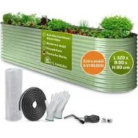 TTL Garden Hochbeet Nature XL 320×80×80 cm – Metall Salbei-Grün oval & stabil
