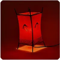 SIMANDRA Orientalische Lampe Hennalampe marokkanische Lederlampe Tischleuchte Stehleuchte Carree Gecko 30 cm : rot Farbe: Rot