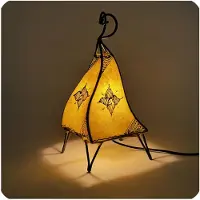 SIMANDRA Orientalische Lampe Hennalampe marokkanische Lederlampe Tischleuchte Stehleuchte Mellah Orient 35-38 cm : gelb Farbe: Gelb