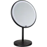 Wenko Kosmetikspiegel "Onno", schwarz, B:20cm H:34cm T:13,5cm, ABS-Kunststoff, Stahl, Spiegel, Kosmetikspiegel, schwarz, mit LED und Touch-Funktion