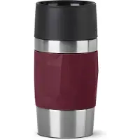 EMSA Thermobecher "Travel Mug Compact", rot (dunkelrot), H:15cm Ø:7,2cm, Edelstahl, Kunststoff, Silikon, Trinkgefäße, Thermobecher, 0,3L, Edelstahl, 3h warm/6h kalt, 360Trinköffnung, spülmaschinenfest
