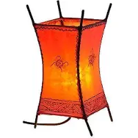 SIMANDRA Orientalische Lampe Hennalampe marokkanische Lederlampe Tischleuchte Stehleuchte Carree Sonne 30 cm : rot Farbe: Rot