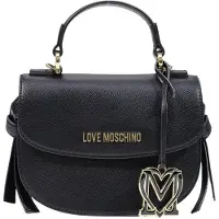 Love Moschino Love Handtasche schwarz genarbt Klappe M-Charm