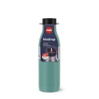 EMSA Isolierflasche "Trinkflasche Bludrop", blau (petrol), H:21,5cm, Edelstahl, Trinkflaschen, Isolierflasche, Edelstahl, Quick-Press Deckel, 360 Trinkgenuss, 12h warm/24h kühl