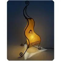 SIMANDRA Orientalische Lampe Hennalampe marokkanische Lederlampe Tischleuchte Stehleuchte Essaouira Gecko 50 cm : gelb Farbe: Gelb