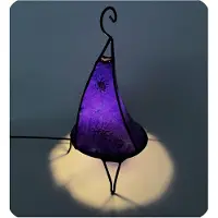 SIMANDRA Orientalische Lampe Hennalampe marokkanische Lederlampe Tischleuchte Stehleuchte Henna Tissir Sonne 35-38 cm : lila Farbe: Lila