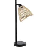 HOME DELUXE Tischleuchte aus Rattan FELIA - Beige | Tischlampe, Rattanlampe, Boho-Tischlampe