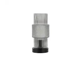 HOME DELUXE Kleine Tischlampe aus Glas YUKI - Rauchgrau | Tischleuchte Schreibtischlampe Nachttischlampe