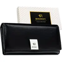 Peterson Rovicky Damen-Geldbörse, RFID-geschützt, schwarz, 19 cm, aus Leder