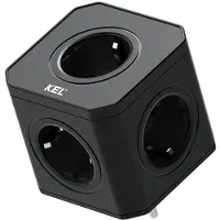 Plastrol Kompakte Steckdosenadapter mit 5x 230V Schuko Steckdosen Schwarz