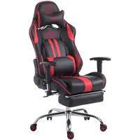 CLP Gaming Bürostuhl LIMIT mit Polsterung und Kunstlederbezug I Gamingstuhl mit Metallgestell I Höhenverstellbarer Schreibtischstuhl, Farbe: schwarz/rot, Fußablage: mit Fußablage