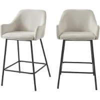 Baita Barhocker NILS aus Stoff, Beige, Metallbeine, Schwarz, 2 Stück