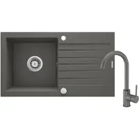 Deante Design Zorba Antracyt Granit 1K Z/O 760X440X160, 3,5" + Space-Saver + Batterie Nemezja Mit "U"-Auslauf