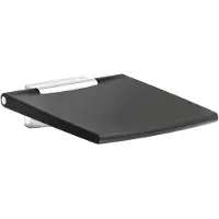 Keuco PLAN Care Duschsitz Wandmontage, nach oben Klappbar, Belastbarkeit bis 150kg, 34983170037, Farbe: Aluminium-finish / schwarz