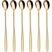 Gräwe Latte Macchiato Löffel Set, Gold, 6-teilig, 22 cm, Edelstahl, Serie Königstein