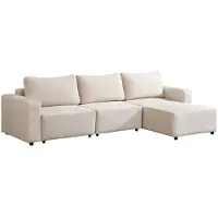 HOME DELUXE Modulares Schlafsofa VINA L, Beige - inkl. Stauraum | Cordsofa, Sofa mit Schlaffunktion, Couch