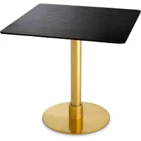 Casa Padrino Luxus Esstisch Schwarz / Messing 80 x 80 x H. 75 cm - Quadratischer Edelstahl Küchentisch mit Keramik Tischplatte - Esszimmer Möbel - Luxus Möbel - Luxus Einrichtung