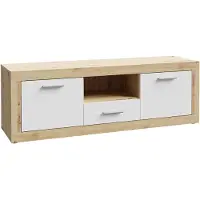 Forte BACCIO TV-Schrank 150, modernes Lowboard, 2 -türig, 1 Schublade, Holzwerkstoff, Artisaneiche Holzdekor|Weiß, 147,7 cm breit x 49,8 cm hoch x 41 cm tief