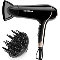 Aigostar 33LNK Haartrockner, 2400 Watt, Ionen-Technologie, 3 Heiz-/2 Gebläsestufen, KÃ1/4hlstufe, Diffusor-Aufsatz